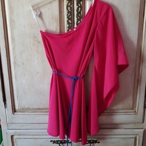Pink One Shoulder Dress